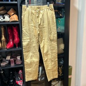 Gold metalic cargo pants